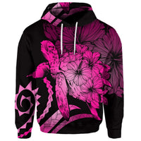 Custom Hawaiian Hawaii Turtle Hibiscus Polynesian Vintage Hoodie Pink - Polynesian Pride
