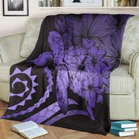 Hawaii Blanket - Hawaii Turtle Hibiscus Polynesian Vintage Premium Blankets - Purple - AH - Polynesian Pride