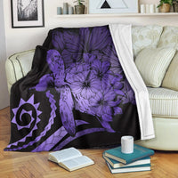 Hawaii Blanket - Hawaii Turtle Hibiscus Polynesian Vintage Premium Blankets - Purple - AH White - Polynesian Pride