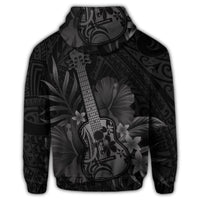 Hawaiian Hoodie Hawaiian Ukulele Flower Hoodie Gray - Polynesian Pride
