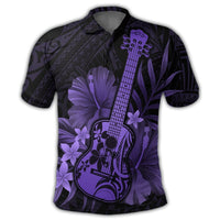Hawaiian Hawaii Ukulele Flower Polo Shirt Purple - Polynesian Pride
