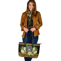 American Samoa Leather Tote - Polynesian Gold Patterns Collection - Polynesian Pride