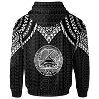 American Samoa Custom Zip up Hoodie Polynesian Armor Style Black - Polynesian Pride