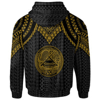 American Samoa Custom Zip up Hoodie Polynesian Armor Style Gold - Polynesian Pride
