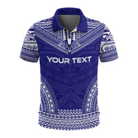 American Samoa Custom Polo Shirt Amerika Samoa Seal Polynesian Chief Tattoo Blue Version Unisex Blue - Polynesian Pride