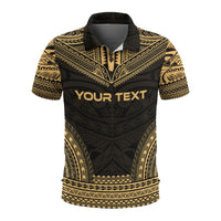 American Samoa Custom Polo Shirt Amerika Samoa Seal Polynesian Chief Tattoo Gold Version Unisex Gold - Polynesian Pride