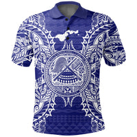 American Samoa Polo Shirt Amerika Samoa Coat Of Arms Map Polynesian Tattoo Blue Unisex Blue - Polynesian Pride