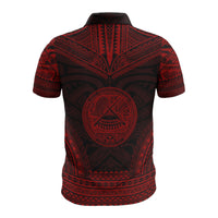 American Samoa Custom Polo Shirt Amerika Samoa Seal Polynesian Chief Tattoo Red Version - Polynesian Pride