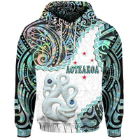 New Zealand Maori Hoodie Aotearoa Manaia Basic Paua Shell Kia Ora LT9 Pullover Hoodie White - Polynesian Pride