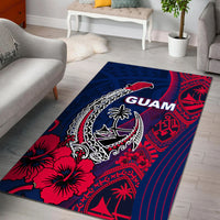 Guam Fish Hook Area Rug Flag Color Style LT6 Blue - Polynesian Pride