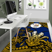 Niue Uga Area Rug Tribal Patterns Blue Style LT6 - Polynesian Pride