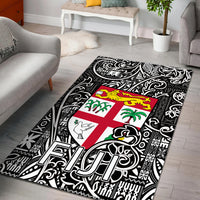 Fiji Area Rug Tapa Patterns White And Black Style LT6 Black - Polynesian Pride
