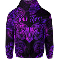 Custom Aries Zodiac Polynesian Zip Hoodie Unique Style Purple LT8 - Polynesian Pride