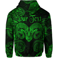 Custom Aries Zodiac Polynesian Zip Hoodie Unique Style Green LT8 - Polynesian Pride