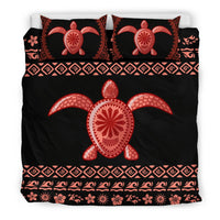 Hawaiian Hibiscus Turtle Polynesian Bedding Sets - Red Version - Polynesian Pride