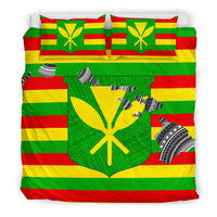 Hawaiian Map Flag Kanaka Maoli Polynesian Bedding Set - Polynesian Pride