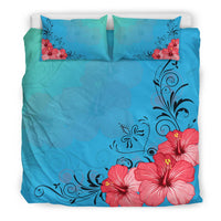 Hawaiian Hibiscus Flower Red Bedding Set - Polynesian Pride