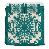 Hawaiian Palm Tree Quilt Tradition Turquoise Bedding Set - Polynesian Pride