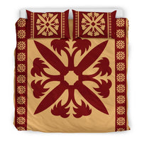 Hawaiian Quilt Pattern Coconut Tree Heart Bedding Set - Polynesian Pride