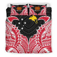 Papua New Guinea Duvet Cover Set - Papua New Guinea Coat Of Arms Premium Black - Polynesian Pride