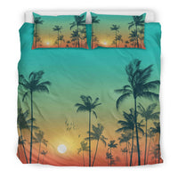 Hawaiian Palm Tree In The Sunset Polynesian Bedding Set - Polynesian Pride