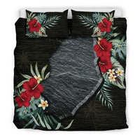 Niue Duvet Cover Set - Hibiscus Map Black - Polynesian Pride