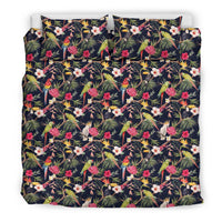 Hawaiian Tropical Hibiscus, Strelitzia Palm Leaves Parrot Toucan Polynesian Bedding Set - Polynesian Pride