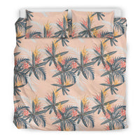 Hawaiian Tropical Palm Tree Orchids Pattern Pink Polynesian Bedding Set - Polynesian Pride