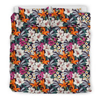 Hawaiian Exotic Pattern With Tropical Leaves Flowers Seamless Polynesian Bedding Set - Polynesian Pride