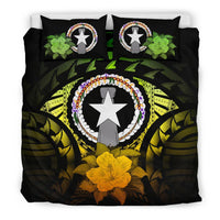 Northern Mariana Islands Duvet Cover Set - Northern Mariana Islands Flag & Reggae Hibiscus Art - Polynesian Pride
