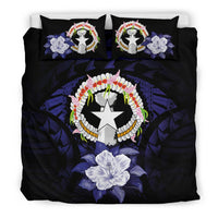 Northern Mariana Islands Duvet Cover Set - Northern Mariana Islands Flag & Hibiscus Blue - Polynesian Pride