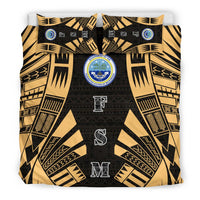 Federated States of Micronesia Duvet Cover Set - Polynesian Tattoo Gold - Polynesian Pride