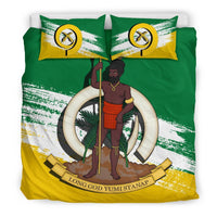 Vanuatu Duvet Cover Set - Vanuatu Coat Of Arms Premium Black - Polynesian Pride