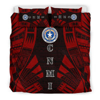 Northern Mariana Islands Duvet Cover Set - Polynesian Tattoo Red - Polynesian Pride