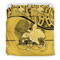 Papua New Guinea Duvet Cover Set - Papua New Guinea Flag & Coat Of Arms Yellow Yellow - Polynesian Pride