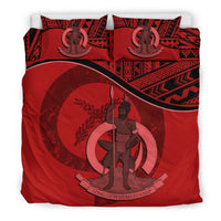 Vanuatu Duvet Cover Set - Vanuatu Coat Of Arms Red Red - Polynesian Pride