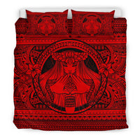 Hawaiian Madame Pele Plumeria Polynesian Bedding Set Red - Polynesian Pride
