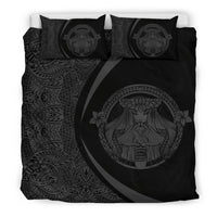 Hawaiian Madame Pele Kanaka Plumeria Polynesian Bedding Set Circle Style Grey - Polynesian Pride