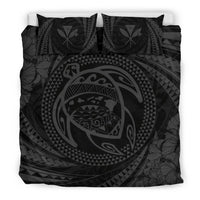 Hawaiian Kanaka Honu Hibiscus Tornado Gray Polynesian Bedding Set - Polynesian Pride