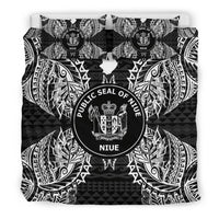 Polynesian Bedding Set - Niue Duvet Cover Set Map Black - Polynesian Pride