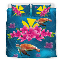 Hawaiian Plumeria Kanaka Turtle Sea Polynesian Bedding Set - Polynesian Pride