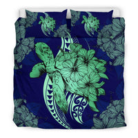 Hawaii Bedding Set - Hawaii Polynesian Turtle Hibiscus Bedding Set - Green - Polynesian Pride