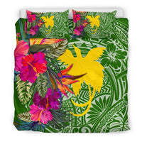Papua New Guinea Bedding Set - Hibiscus Polynesian Pattern Green Version - Polynesian Pride