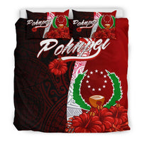 Pohnpei Micronesia Bedding Set - Coat Of Arm With Hibiscus - Polynesian Pride