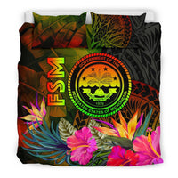 Federated States of Micronesia Polynesian Bedding Set - Hibiscus and Banana Leaves - Polynesian Pride