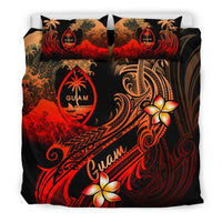 Guam Polynesian Bedding Set - Plumeria Flowers And Waves - Polynesian Pride