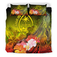 Guam Bedding Set - Humpback Whale with Tropical Flowers (Yellow) - Polynesian Pride