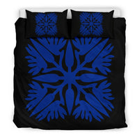 Hawaiian Bedding Set Royal Pattern - Black And Blue - A3 Style - Polynesian Pride