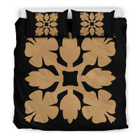 Hawaiian Bedding Set Royal Pattern - Black And Gold - C1 Style - Polynesian Pride