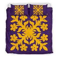 Hawaiian Bedding Set Royal Pattern - Black And Gold - C2 Style - Polynesian Pride